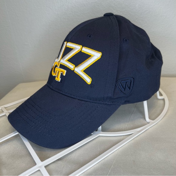 GT BUZZ Yellow Jacket Snapback Hat Top Of The World NWOT Cotton Blue Cap - Picture 2 of 8